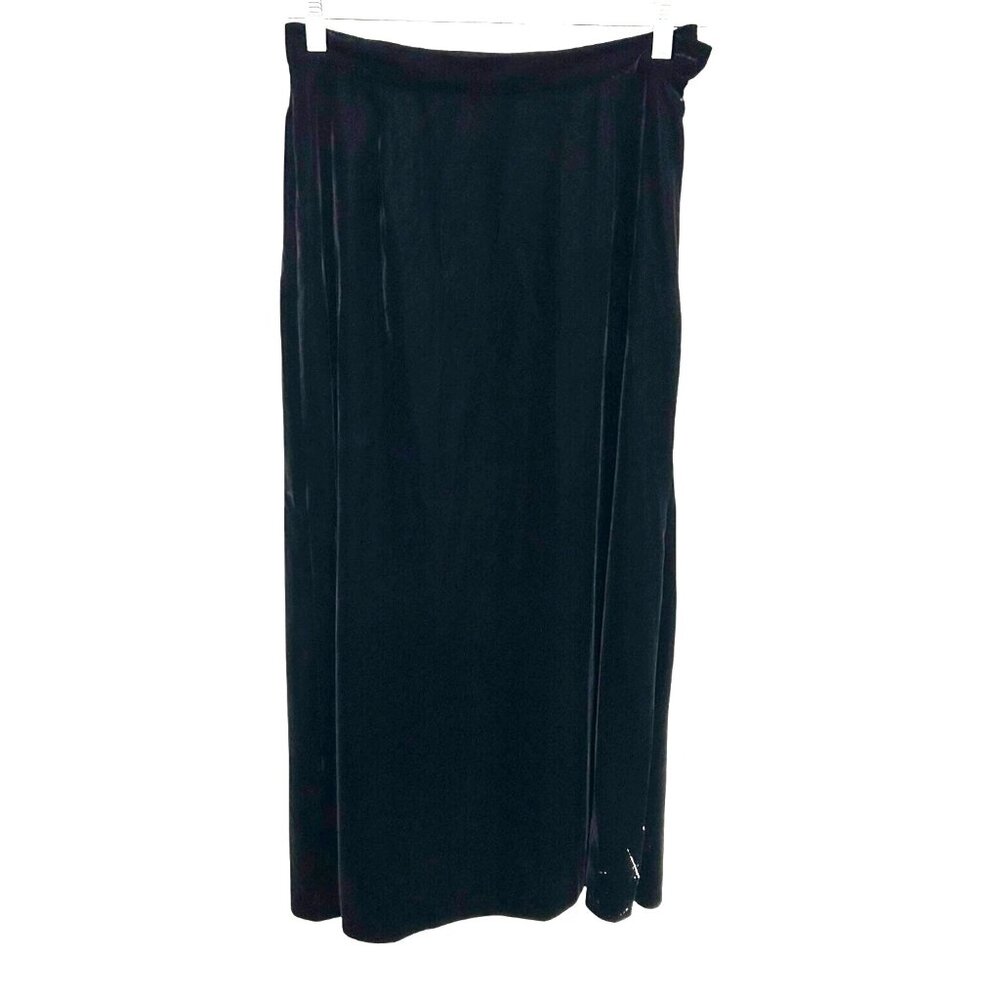 Vintage Susan Bristol Black Velvet Midi Long Skirt Size 10